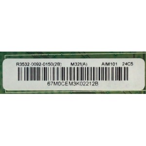 MAIN PARA MONITOR HP / NUMERO DE PARTE R3532-0092-0150 / R017122810792 / R353200220302 / PANEL M315HVR01.1 / MODELO M32F